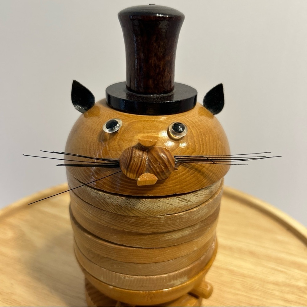Vintage Mid Century Wooden Cat Mouse Cork Coaster Set Boling Style - Picture 3 of 10
